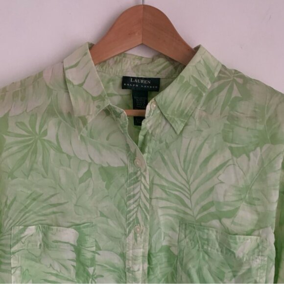 Lauren Ralph Lauren Green Floral Print Blouse - Picture 4 of 8